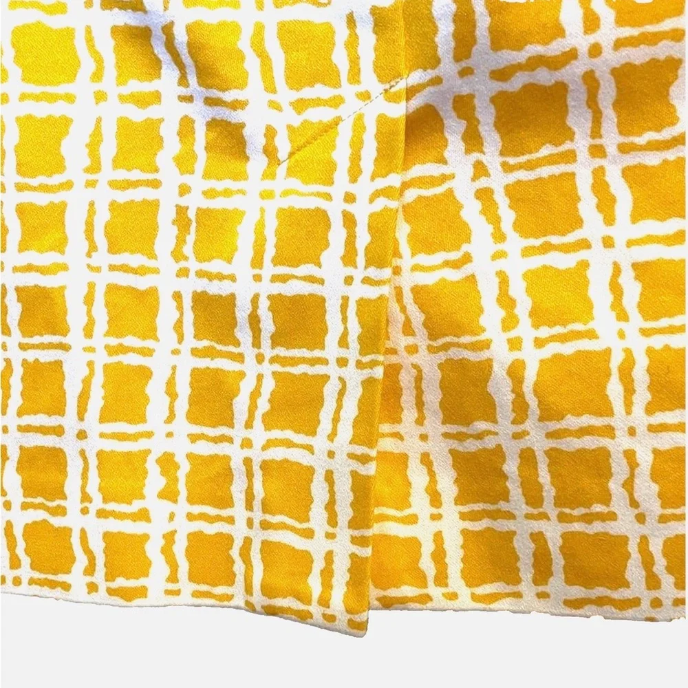 Talbots Petites Yellow White Plaid Pencil Skirt Size 12P Cotton Lined